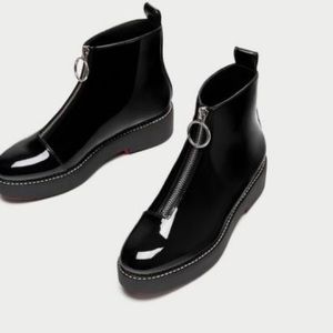 ZARA Black zip-up ankle boots (never worn)